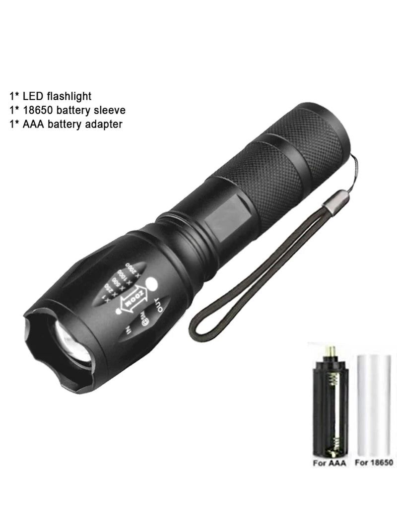 ZK30 Portable Powerful LED Lamp T6 Flashlight Linterna Torch Uses 18650 Chargeable Battery Outdoor Camping Tactics Flash Light